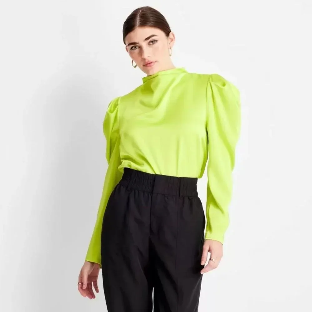 Women's Long Sleeve Blouse - Future Collective with Kahl Neon Size M - Picture 1 of 7
